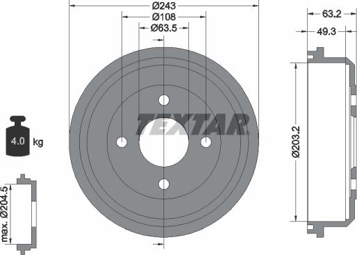 Textar 94015100 - Bremžu trumulis www.autospares.lv