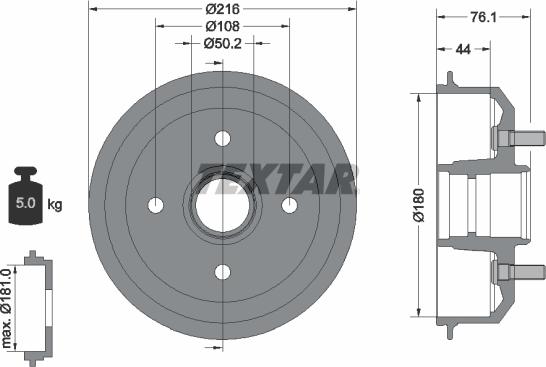 Textar 94018500 - Тормозной барабан www.autospares.lv