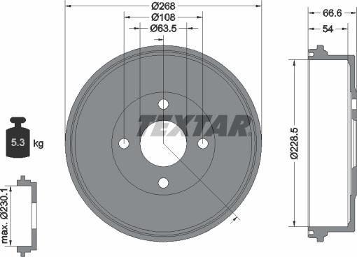 Textar 94013100 - Bremžu trumulis www.autospares.lv