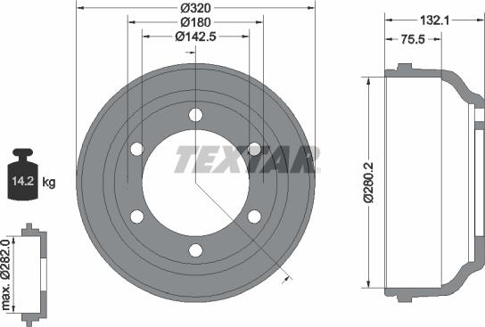 Textar 94013300 - Bremžu trumulis www.autospares.lv