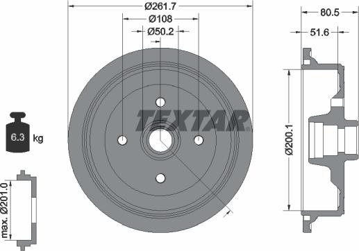 Textar 94012800 - Bremžu trumulis www.autospares.lv