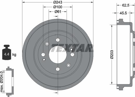 Textar 94017600 - Bremžu trumulis www.autospares.lv