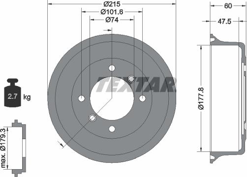 Textar 94017100 - Bremžu trumulis www.autospares.lv