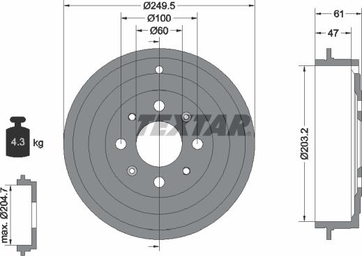 Textar 94034100 - Bremžu trumulis www.autospares.lv