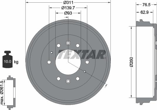 Textar 94035500 - Bremžu trumulis www.autospares.lv