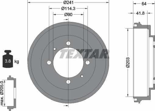 Textar 94030100 - Bremžu trumulis autospares.lv