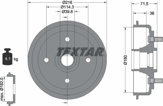 Textar 94030200 - Bremžu trumulis www.autospares.lv