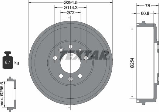 Textar 94038300 - Bremžu trumulis www.autospares.lv