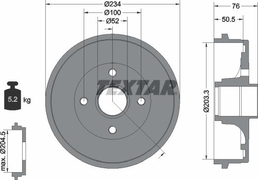 Textar 94033800 - Bremžu trumulis www.autospares.lv