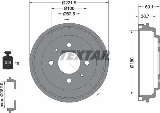 Textar 94037600 - Bremžu trumulis www.autospares.lv