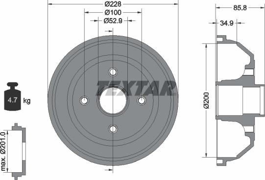 Textar 94024100 - Bremžu trumulis www.autospares.lv