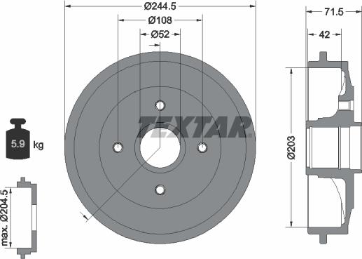 Textar 94026600 - Bremžu trumulis www.autospares.lv