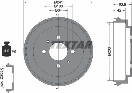 Textar 94026100 - Bremžu trumulis autospares.lv