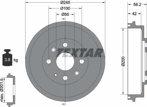 Textar 94028500 - Bremžu trumulis www.autospares.lv