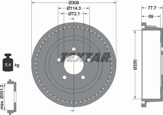 Textar 94028100 - Bremžu trumulis www.autospares.lv