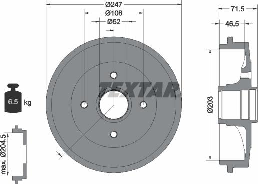 Textar 94028200 - Bremžu trumulis www.autospares.lv