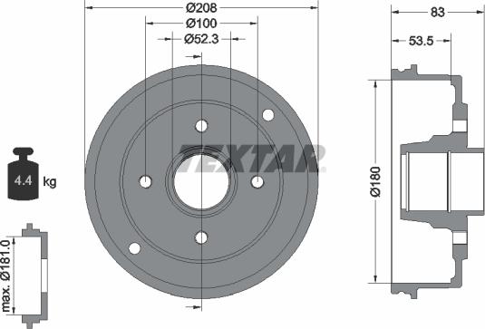 Textar 94023600 - Bremžu trumulis www.autospares.lv