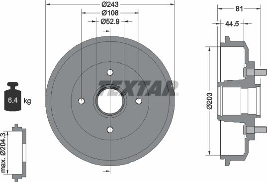 Textar 94022500 - Bremžu trumulis www.autospares.lv