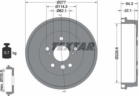 Textar 94022200 - Bremžu trumulis www.autospares.lv