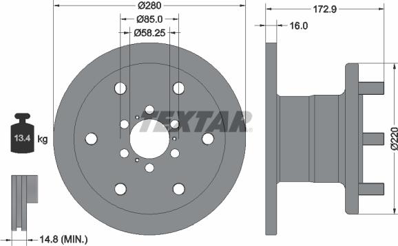 Textar 93042801 - Bremžu diski www.autospares.lv