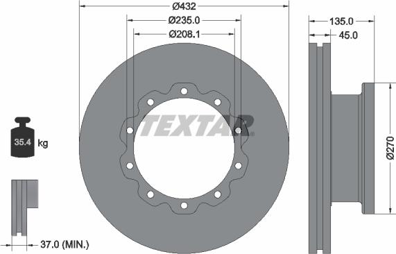 Textar 93087000 - Bremžu diski www.autospares.lv