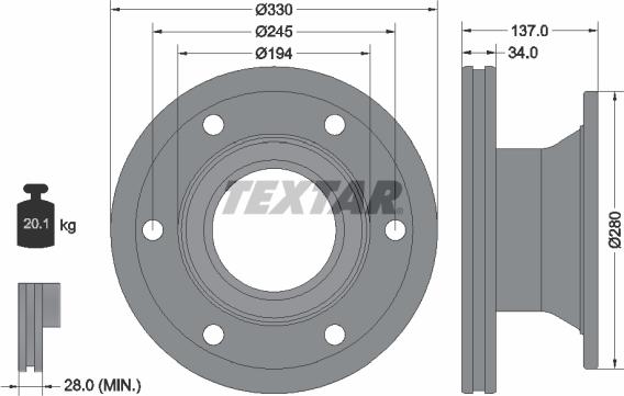 Textar 93192200 - Bremžu diski www.autospares.lv