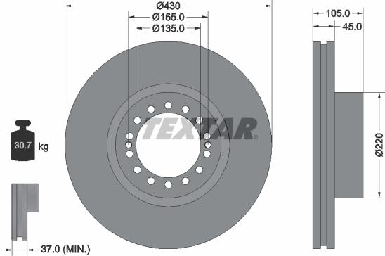 Textar 93143800 - Bremžu diski www.autospares.lv