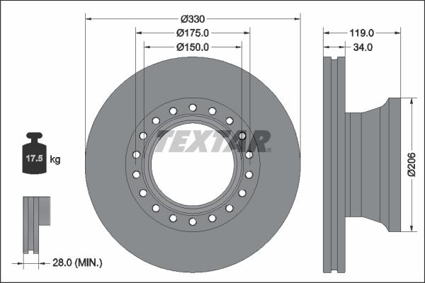 Textar 93349100 - Bremžu diski www.autospares.lv