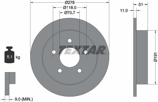 Textar 92099800 - Bremžu diski www.autospares.lv