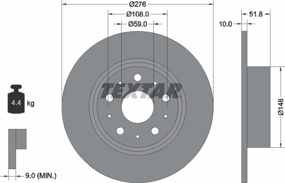 Textar 92095300 - Bremžu diski www.autospares.lv