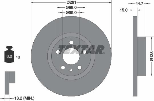 Textar 92096400 - Bremžu diski www.autospares.lv