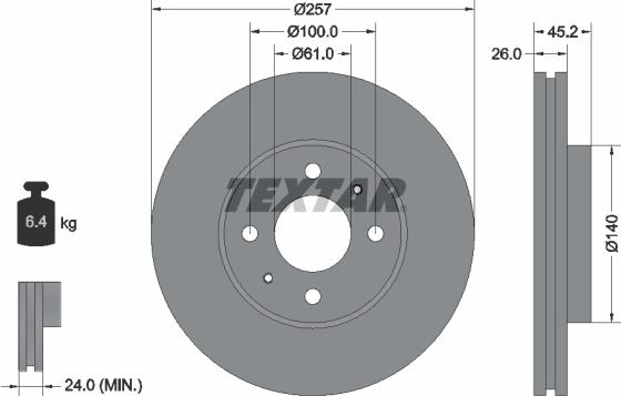 Textar 92096700 - Тормозной диск www.autospares.lv