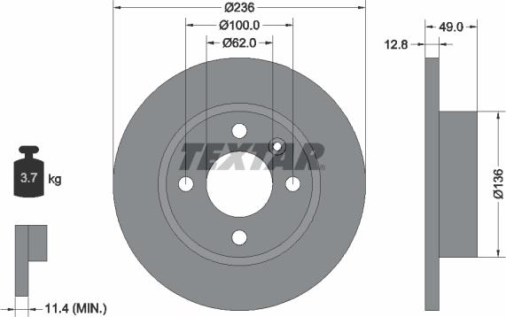 Textar 92090400 - Bremžu diski www.autospares.lv