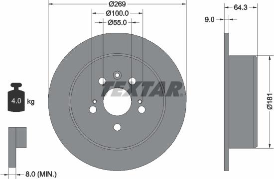 Textar 92090700 - Bremžu diski www.autospares.lv