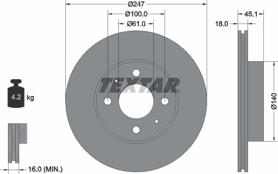 Textar 92091000 - Bremžu diski www.autospares.lv