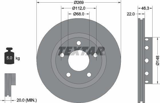 Textar 92098400 - Bremžu diski www.autospares.lv