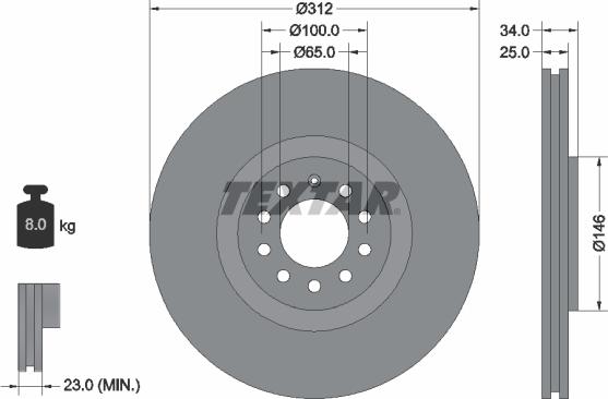 Textar 92098505 - Bremžu diski www.autospares.lv