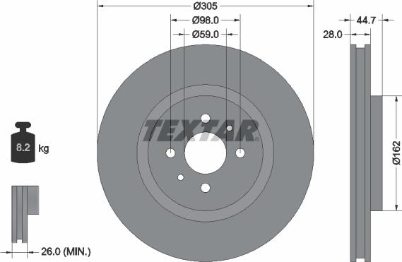 Textar 92092900 - Bremžu diski www.autospares.lv