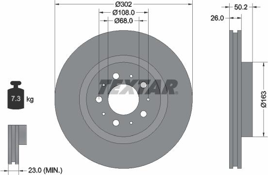 Textar 92092305 - Bremžu diski www.autospares.lv