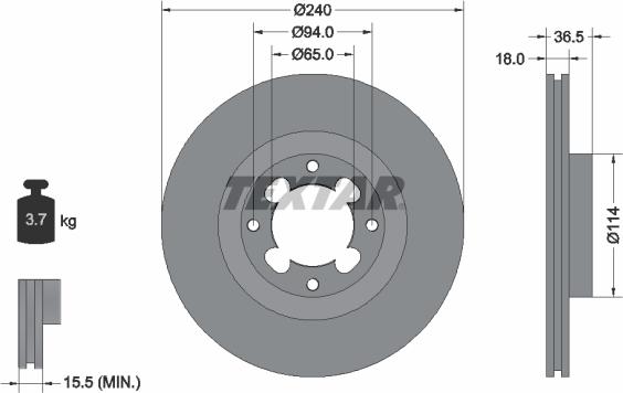 Textar 92092200 - Bremžu diski www.autospares.lv