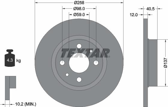 Textar 92041500 - Bremžu diski www.autospares.lv