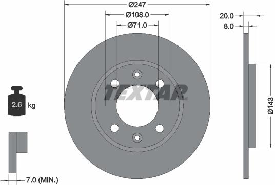 Textar 92043200 - Тормозной диск www.autospares.lv