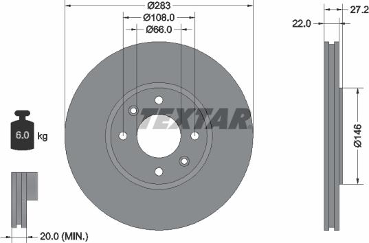 Textar 92059600 - Тормозной диск www.autospares.lv