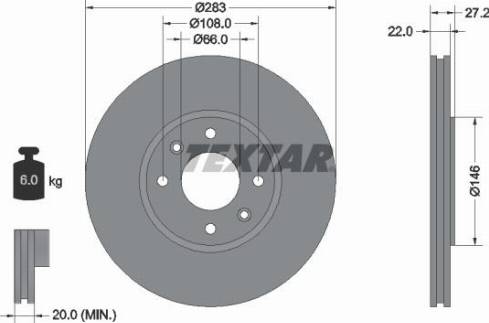 Textar 92059603 - Тормозной диск www.autospares.lv