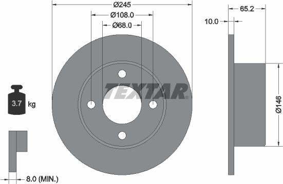 Textar 92054300 - Bremžu diski www.autospares.lv