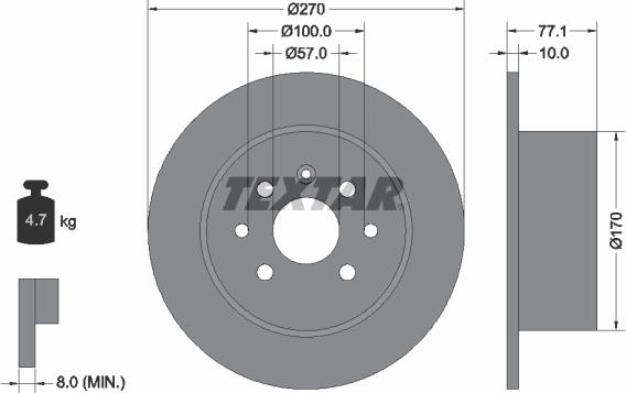 Textar 92054700 - Bremžu diski www.autospares.lv