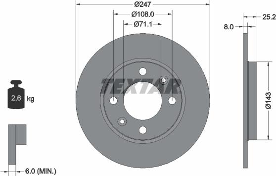 Textar 92055000 - Тормозной диск www.autospares.lv