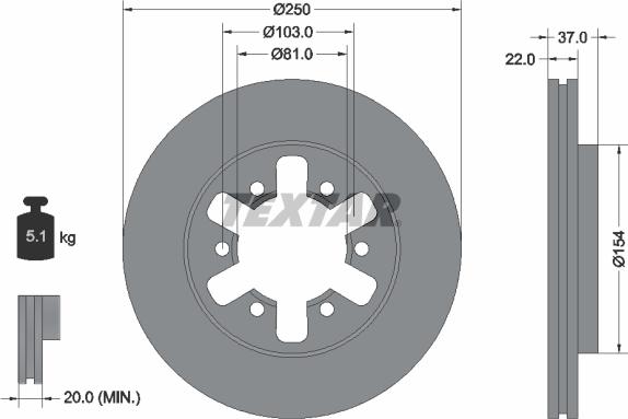 Textar 92052603 - Bremžu diski www.autospares.lv