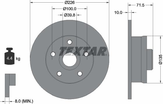 Textar 92057205 - Bremžu diski www.autospares.lv