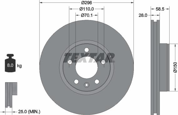 Textar 92057700 - Bremžu diski www.autospares.lv